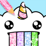 kawaii coloring book glitter android application logo